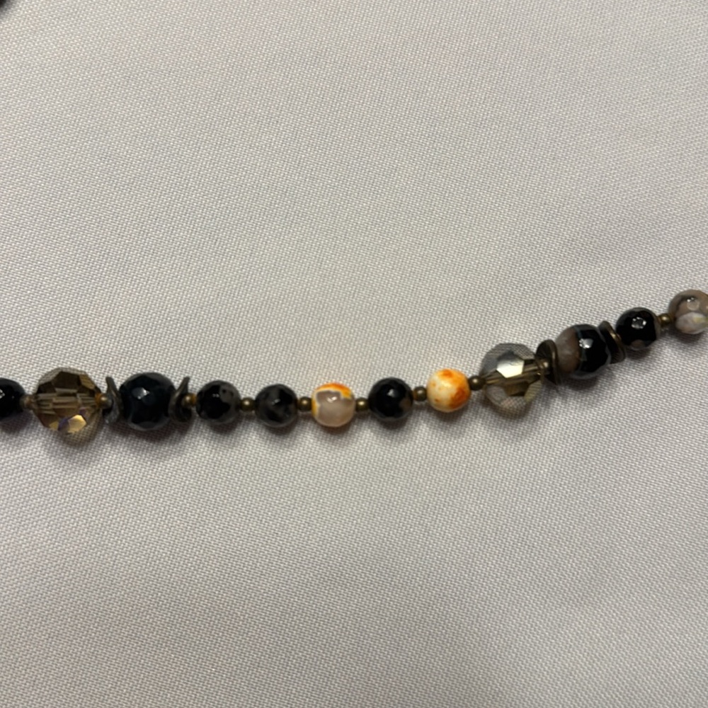 L & F multi-colored beaded necklace with Ricolite stone pendant.  18” - Picture 3 of 4